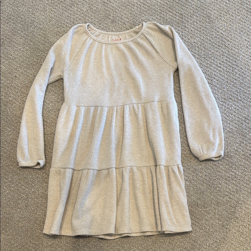 Girls Cozy Cream Long Sleeve Dress